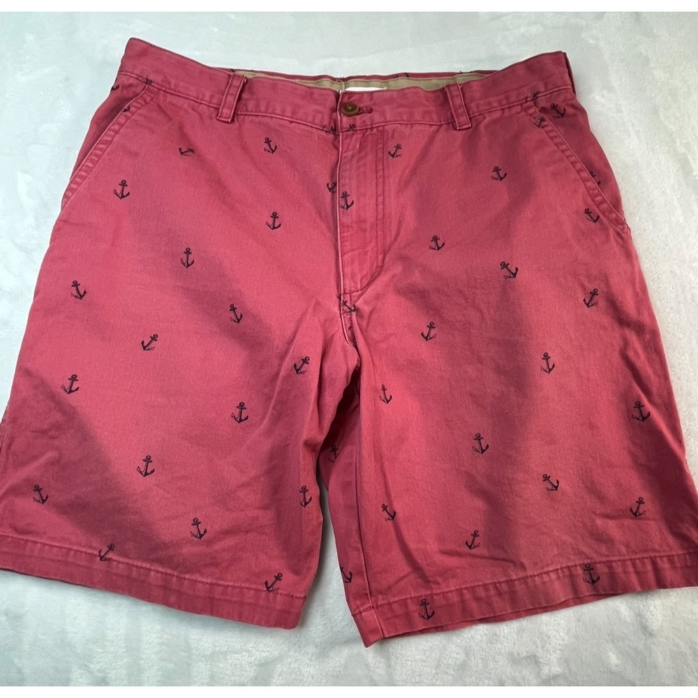 IZOD Saltwater‎ Mens 36 Short Light Red Anchor Print 9 " inseam